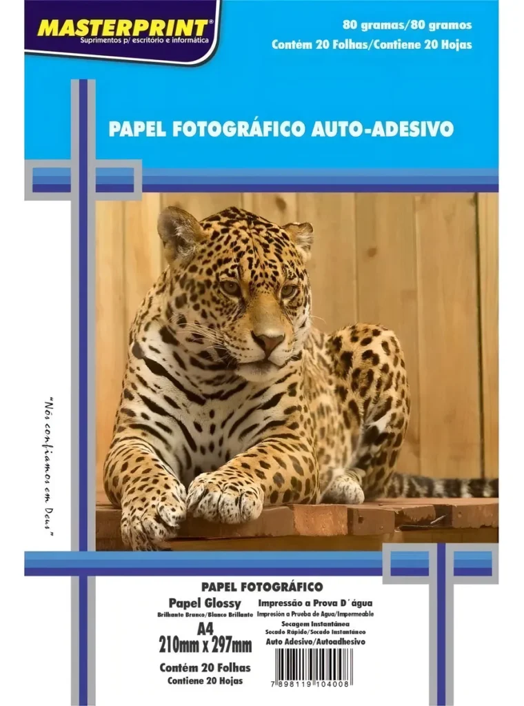 40 Fls Papel Fotográfico Adesivo 80g Glossy Prova D'água Cor Branco